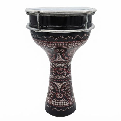 16-inch Hand-Engraved Aluminum Darbuka, Black